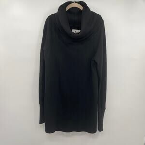 Aiko Cowl Neck Black Sweatshirt Long Sleeve Ribbed Womens Size Medium
